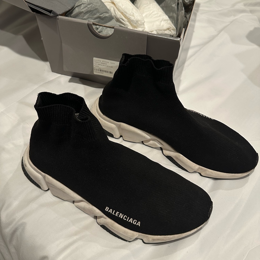 Balenciaga Men’s Speed Black Knit High-Top Sneakers